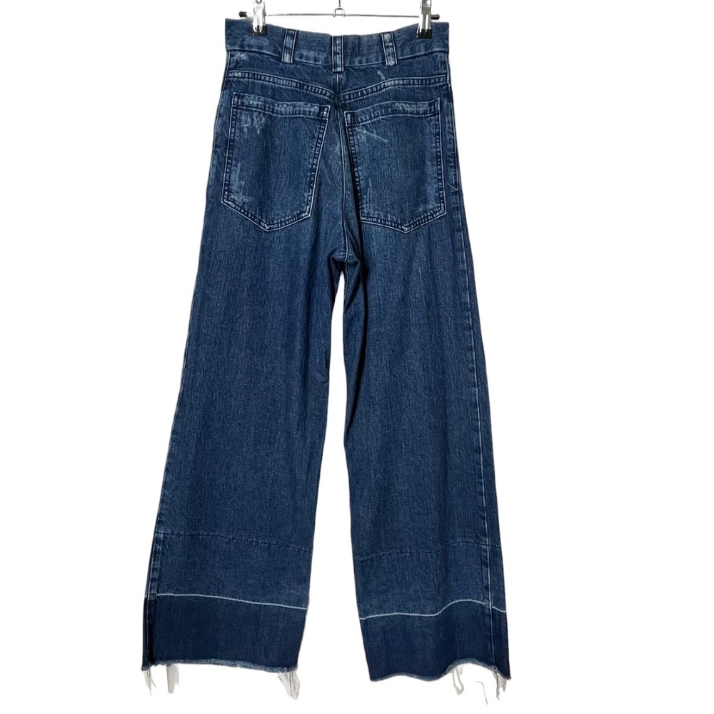 Rachel Comey Legion Pants Womens 2 Blue Wide Leg High Rise Raw Hem Denim Jeans - Picture 3 of 10
